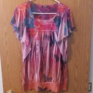 Apt. 9 Women's Pink and Purple Floral Blouse